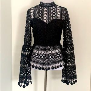 Black crochet blouse